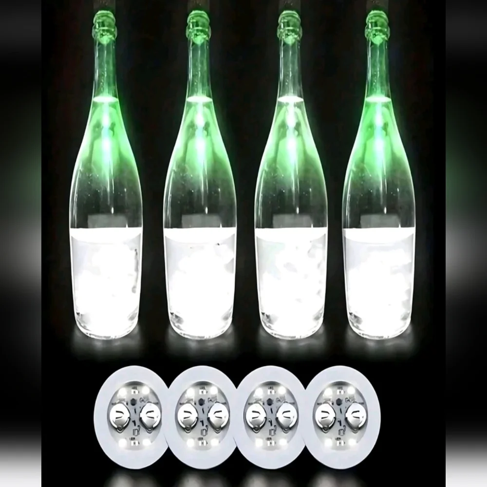 Multicolor LED Coasters For Illuminating Drinks & Bottles-Set Of 4 (W/Batteries)